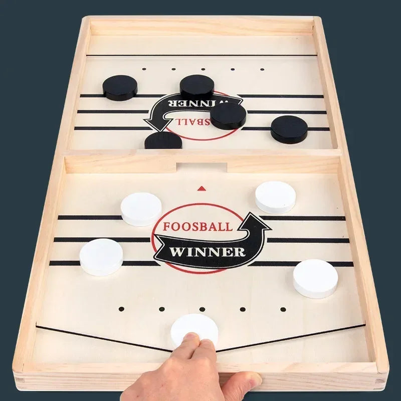 Wooden Sling Puck Catapult Board Game – Fast 2-Player Family & Parent-Child Tabletop Game