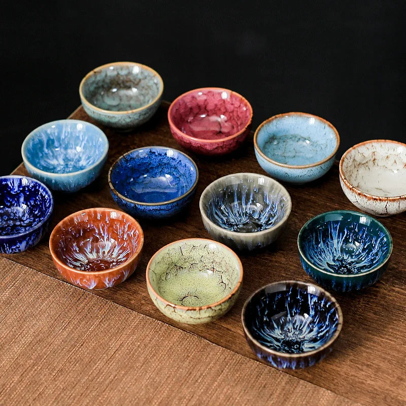 45ml (1.5 fl oz) Mini Jianzhan Kiln-Glazed Ceramic Tea Cup Kung Fu Teacup & Espresso Cup
