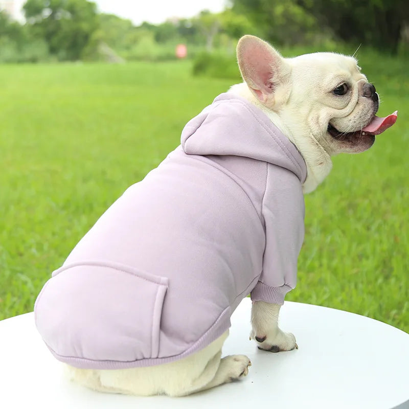 Winter Hoodie Pet Coat for Dogs & Cats, Soft Polyester Puppy Jacket with Hood and Pocket, Fits Small to Large Breeds (Chihuahua, French Bulldog)