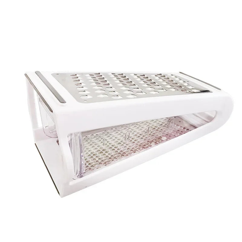 Stainless Steel Double-Sided Vegetable & Cheese Grater with Catch Container