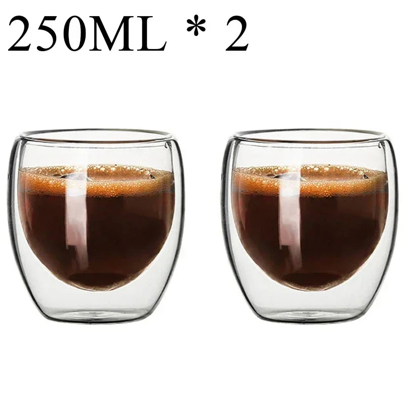 Double Wall High Borosilicate Glass Mugs - Insulated Heat-Resistant Coffee & Tea Cups (2-18 pcs Set)