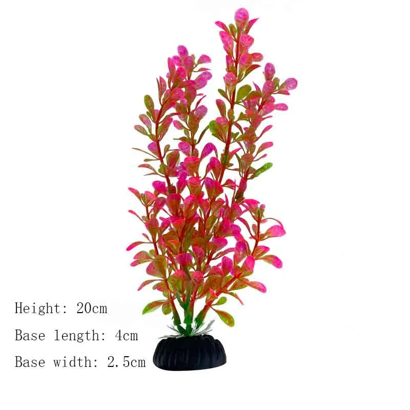 Artificial Aquarium Plants – Plastic Underwater Green Shrubs with Resin Base, Fish Tank Decoration