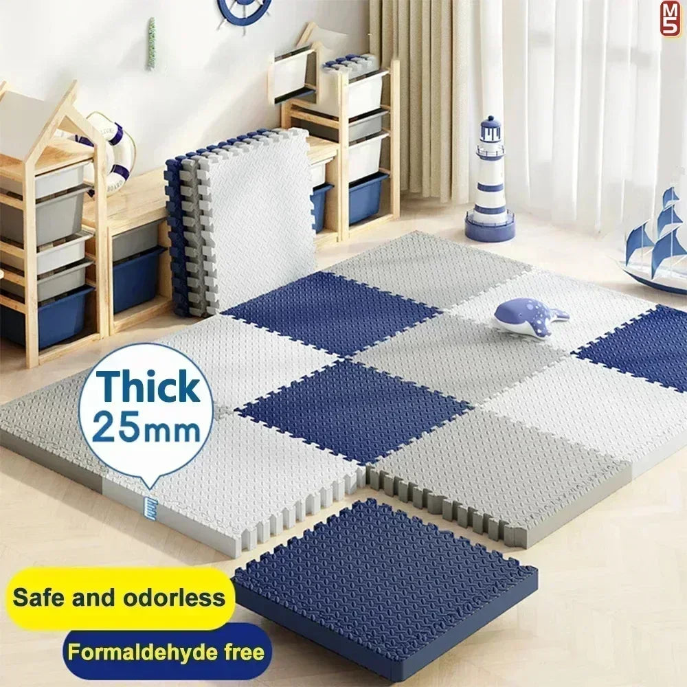 8-Piece 12 x 12 in (30 x 30 cm) 2.5 cm Thick Non-Slip Foam Baby Play Mat — Puzzle Floor Tiles for Crawling, Soundproof & Eco-Friendly