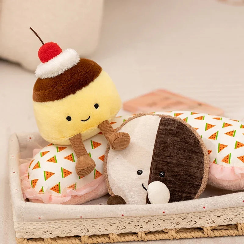 Kawaii Dessert Plush Toy 7 in (18 cm) Pudding Cake Cookie Palmier Stuffed Doll Cute Soft Plushie Gift for Girls