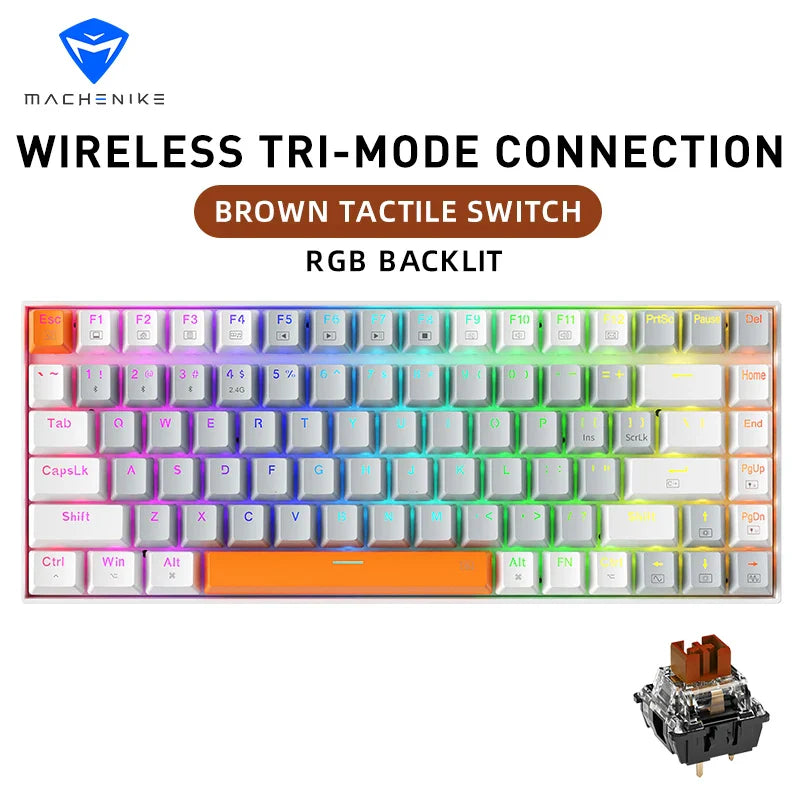75% TKL 84-Key Hot-Swappable Mechanical Gaming Keyboard — Wired USB-C, Doubleshot PBT Keycaps, 6-Color Backlight