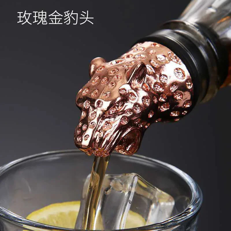 Zinc Alloy Animal Head Wine Pourer - Decorative Bottle Pour Spout & Stopper (Deer, Elk, Lion, Leopard, Wolf, Eagle, Dragon)
