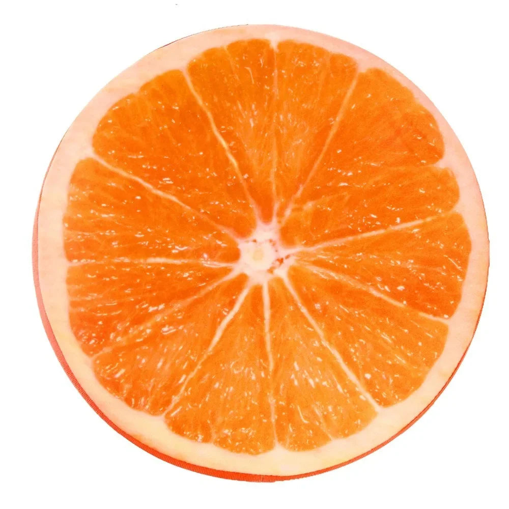 Round Fruit Print Chair Cushion 13 x 13 in (33 x 33 cm) - Memory Foam Seat Pad, Removable Washable Cover for Dining, Garden, Outdoor