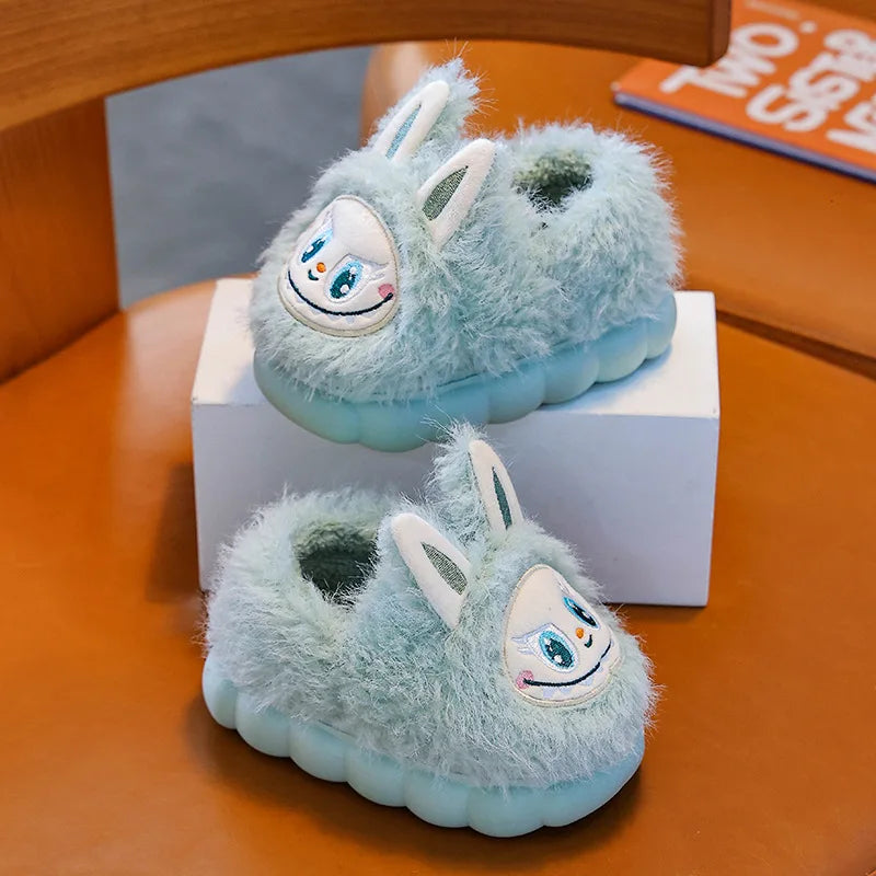 Kids Winter Plush Slippers - Warm Faux Fur Cotton Shoes, Anti-Slip Indoor Slippers for Girls & Boys