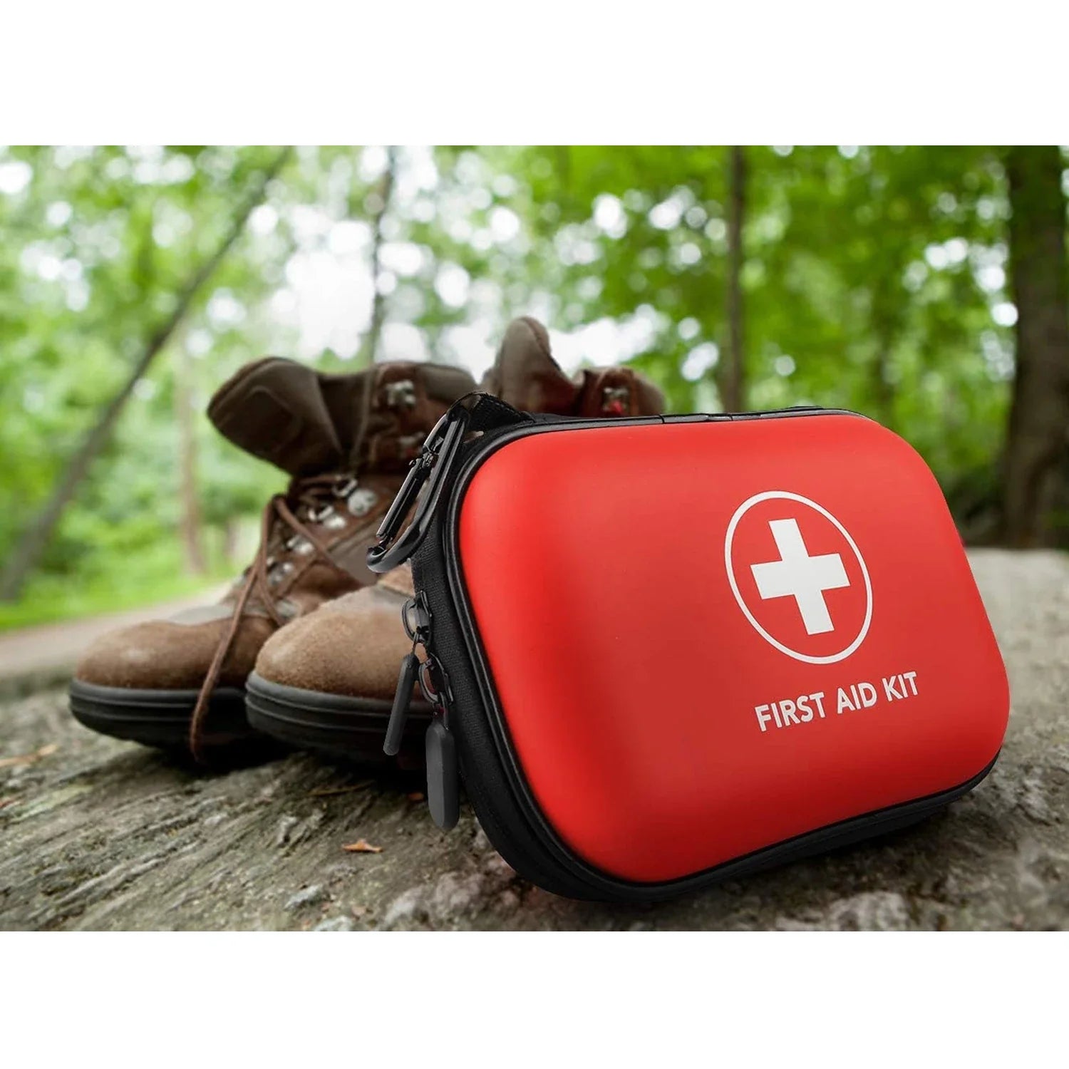 Portable EVA Hard-Shell First Aid Bag with PU Cover, Empty Travel Medical Pouch 17×12×5 cm (6.7×4.7×2 in) for Car, Home & Camping