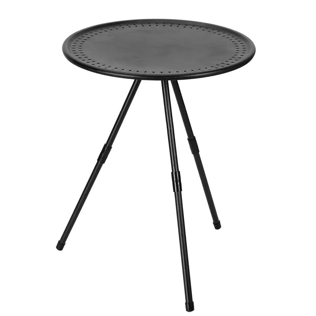 Portable Folding Camping Table – Ultra-Light Aluminum Round Table with Triangular Support, Adjustable Small Outdoor Tea & Coffee Table