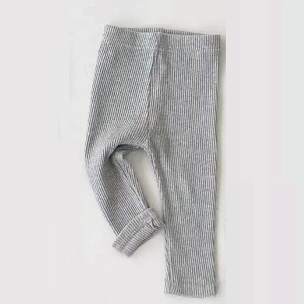 0-3T Baby Striped Cotton Stretch Leggings – Elastic Waist Toddler Skinny Pants