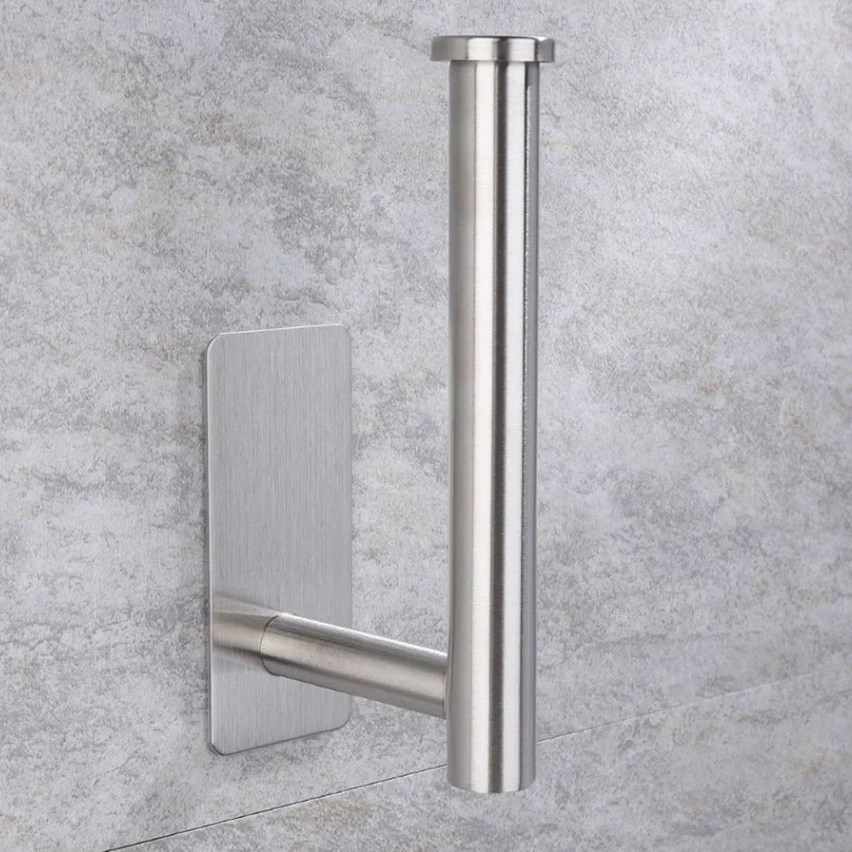 Stainless Steel Wall Mount Paper Holder Adhesive & Free-Nail Toilet Tissue Towel Shelf, Brushed Gold White Black