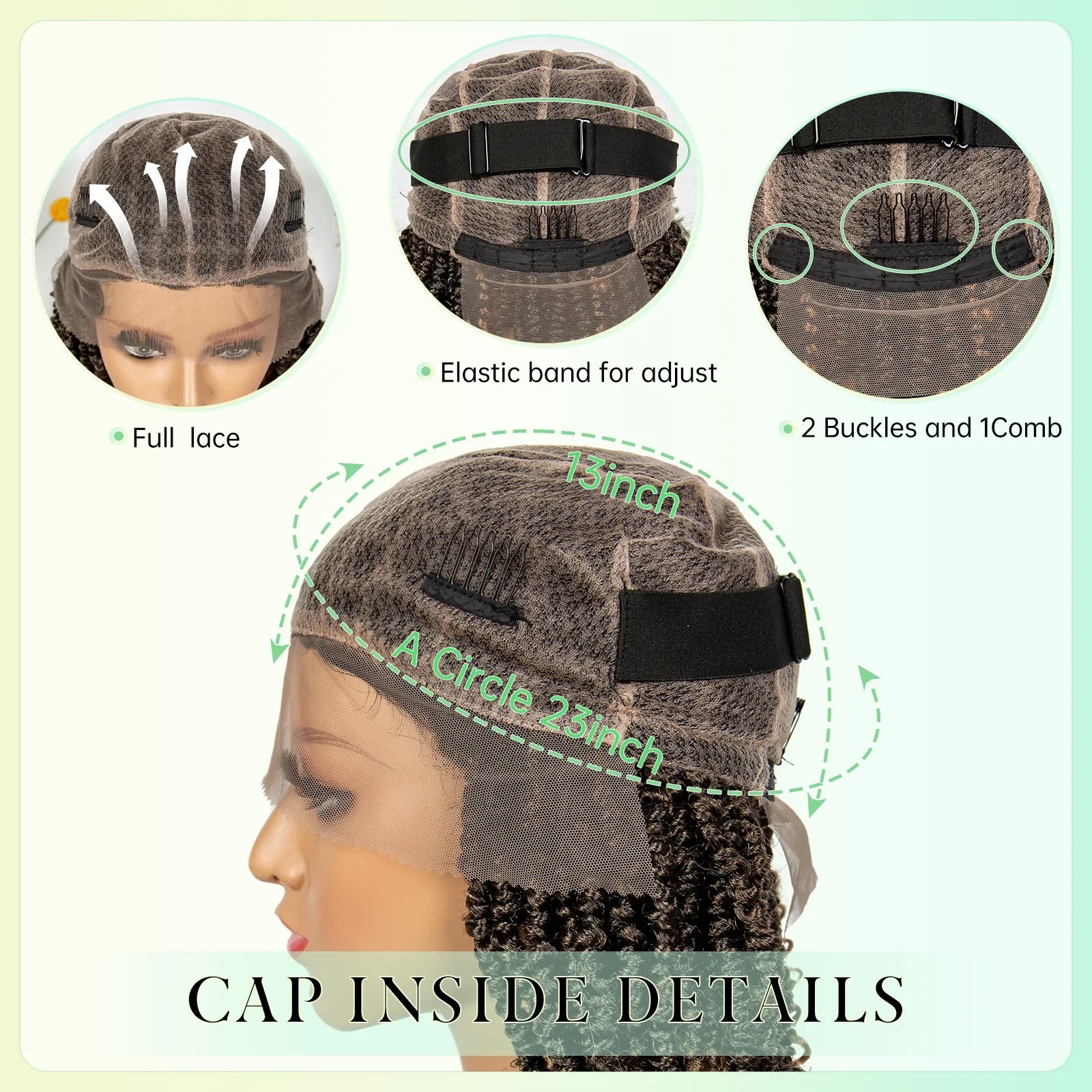 14Inch Full Lace Braided Wigs Synthetic Lace Frontal Twisted Braids Wigs with Baby Hair Knotless Box Braids Wig for Black Women