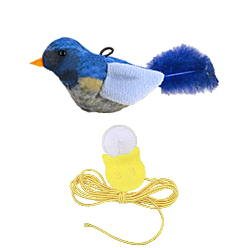 Lifelike Bird Plush Cat Toy with Feather Teaser, Catnip-Simulation for Cats & Kittens