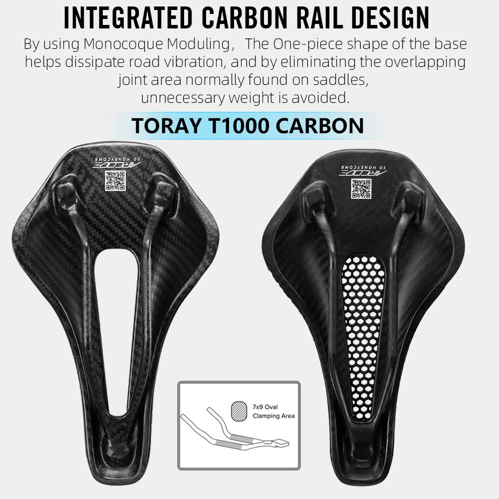 Full Carbon 3D-Printed Bike Saddle – Ultralight Breathable Honeycomb Road & MTB Seat