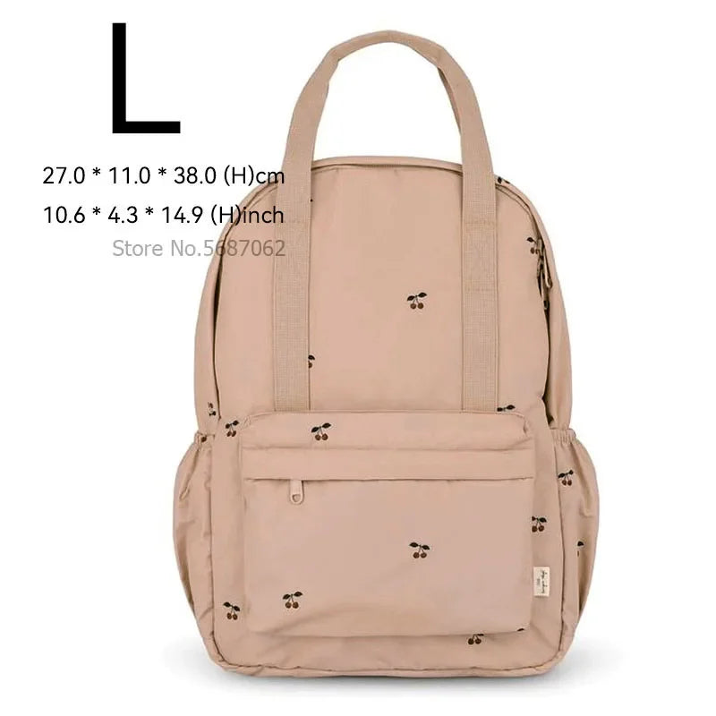 Cherry Parent-Child Kids Backpack — Kindergarten School Bag (Small & Large S/L) Lightweight Cotton Travel Bag for Boys, Girls & Moms