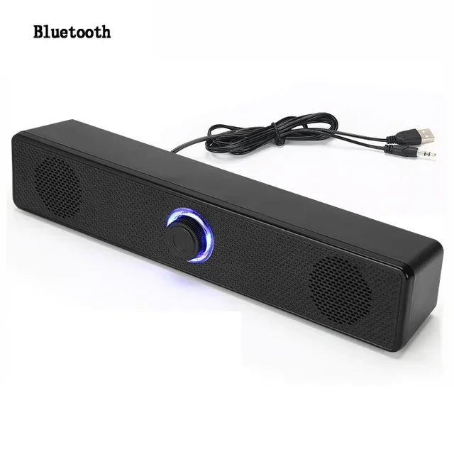 USB-Powered Bluetooth PC Speakers 3D Stereo Soundbar for TV, PC & Laptop - Wired & Wireless (3.5mm AUX, Deep Bass)