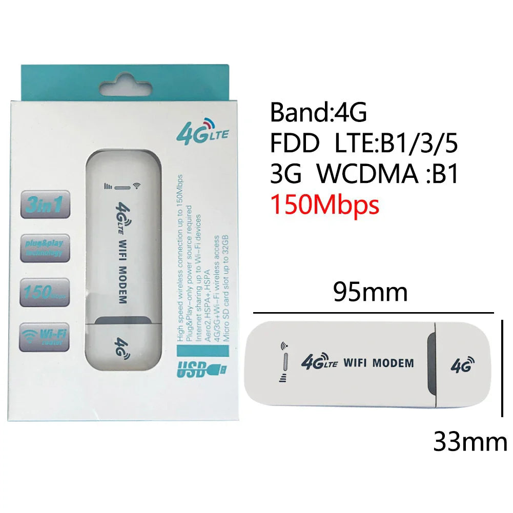 4G LTE Pocket WiFi Router 150Mbps Portable MiFi Hotspot with SIM Slot, 2100mAh Battery for Travel Home Office RV