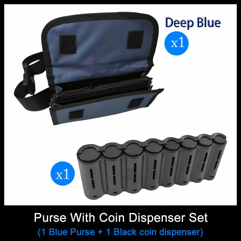 Euro Coin Wallet Fanny Pack 6-Pocket Cashier Waist Bag with 8-Slot Coin Dispenser