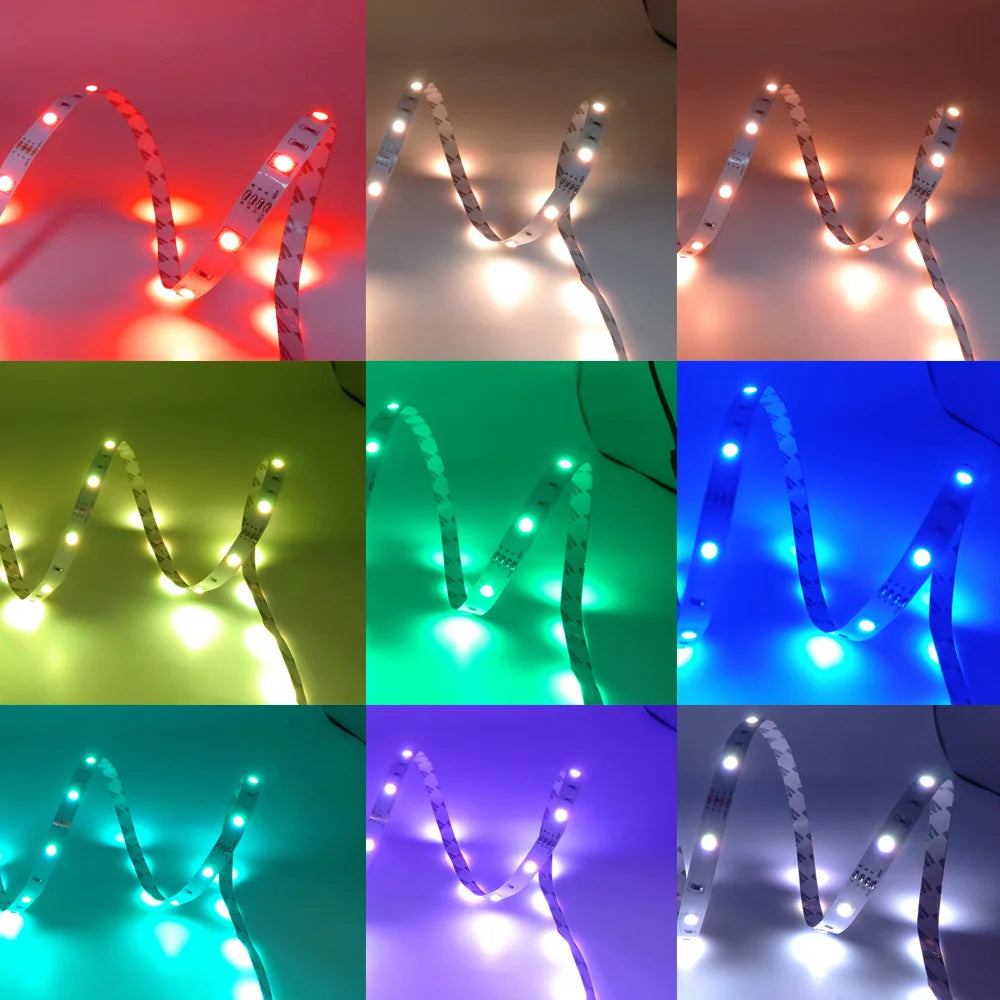 USB 5V RGB LED Strip 5050 SMD Smart Bluetooth & Wi‑Fi LED Tape, Alexa/Google Compatible — 1m to 30m USB RGB Backlight