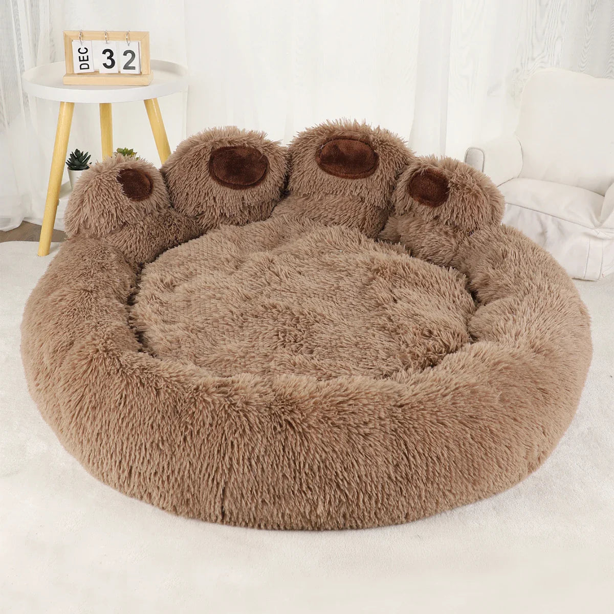 Fluffy Plush Dog Bed — Round Calming Donut Pet Sofa for Cats & Dogs, Sizes S-XL (50–90 cm | 19.7–35.5 in)
