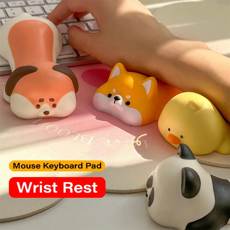 Cute Animal Wrist Rest Mouse Pad - Ergonomic Arm Support for Computer & Laptop Desk (Cat, Dog, Duck, Panda)