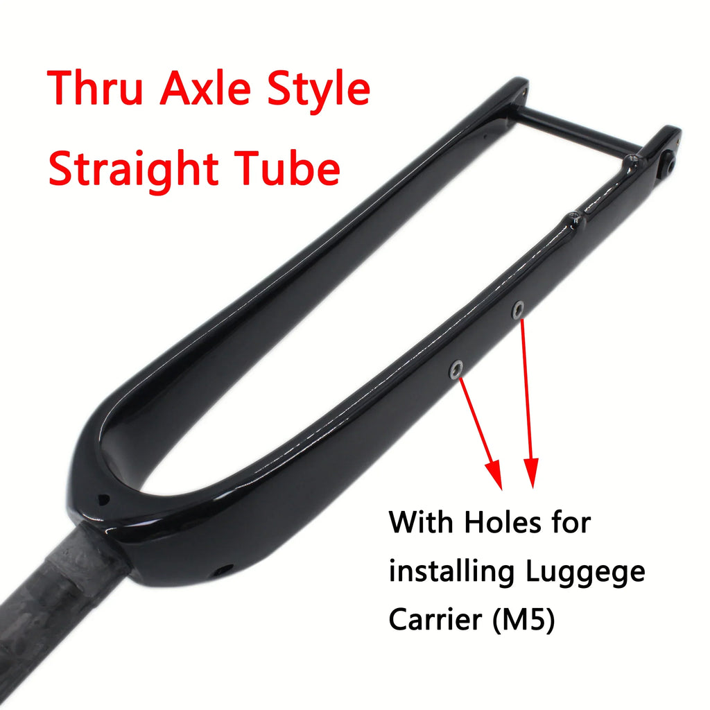 700C UD T800 Full Carbon Road & Gravel Bike Fork — Disc Brake, Luggage Carrier Mount, 45mm Offset