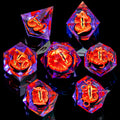 7-Piece Liquid Core Eye of Sauron Resin Dice Set Sharp-Edge D20 for D&D Tabletop RPG