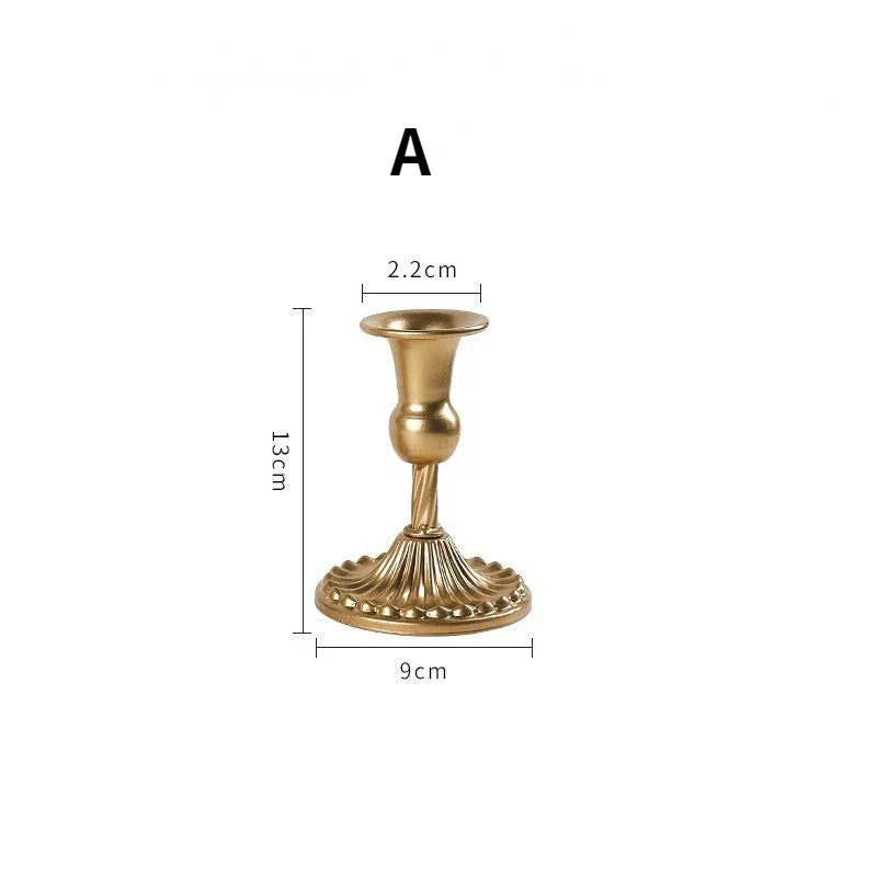 3-Piece Brass Gold Candlestick Holder Set 5.9/7.3/9.3 in (15/18.5/23.5 cm) Taper Candle Stands for Wedding & Home Decor