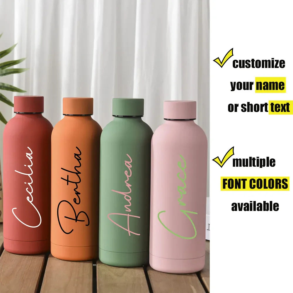Personalized 500ml (17oz) Insulated Stainless Steel Water Bottle – Leakproof Screw Lid Travel Thermos | Custom Logo Gift for Weddings & Groomsmen