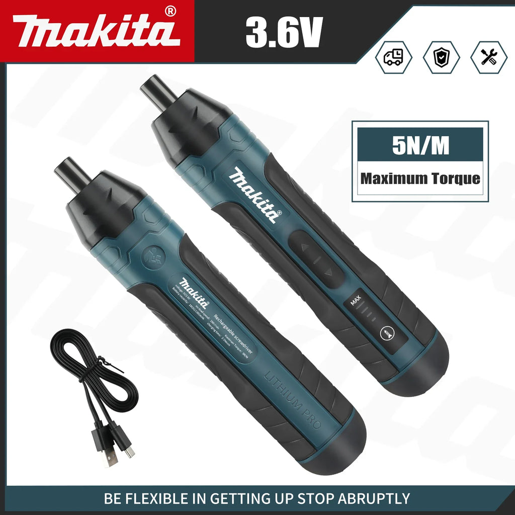 Cordless Electric Screwdriver 3.6V, 5 N·m Torque, 1/4" (6.35 mm) Chuck, 1300mAh Li-ion