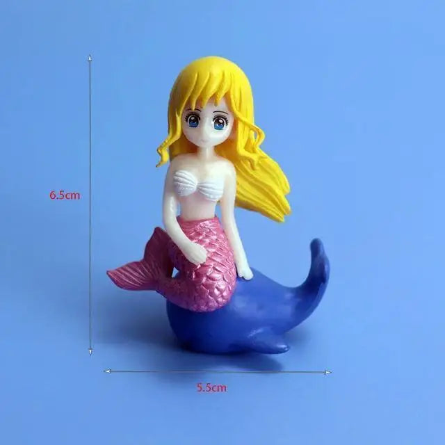 Little Mermaid Resin Figurine - Mini Aquarium Ornament, Cake Topper & Desk Decor