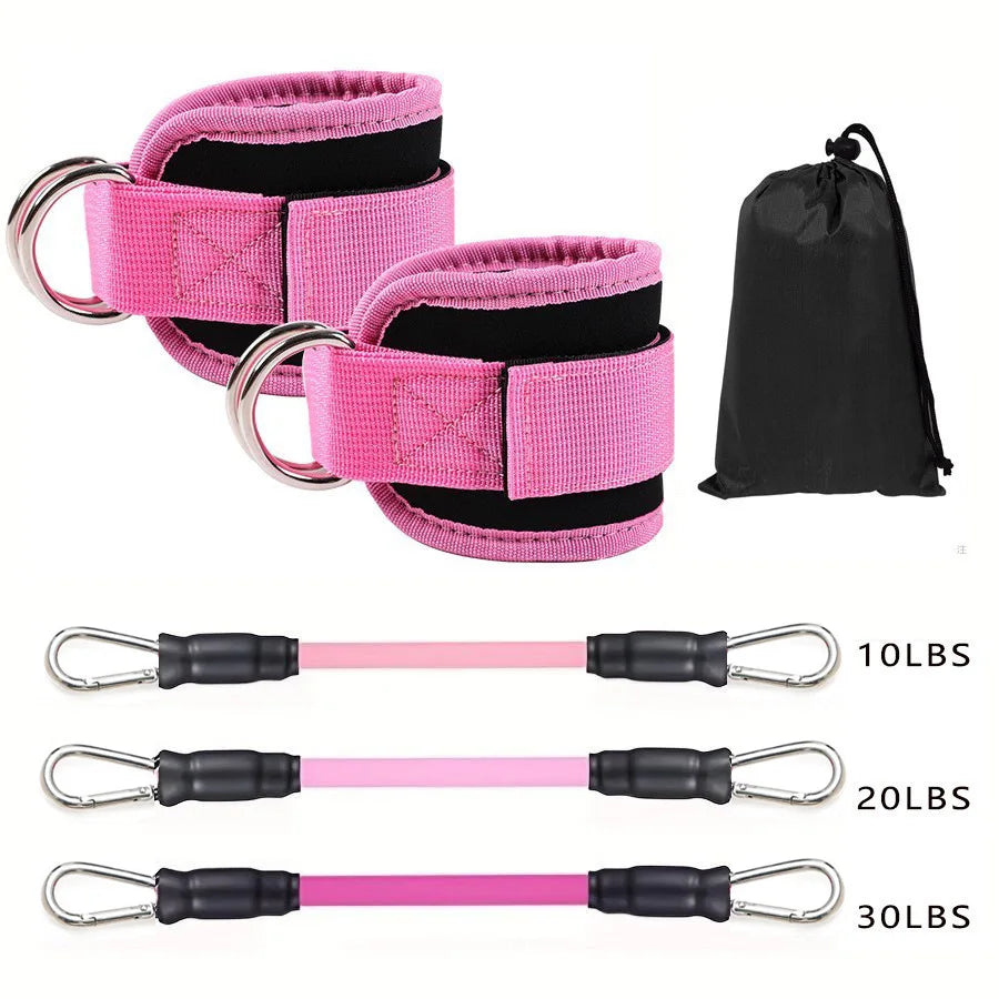 Ankle Strap Resistance Band Set - Adjustable Elastic Ankle Weights for Glutes & Legs, Home & Gym (Men & Women)