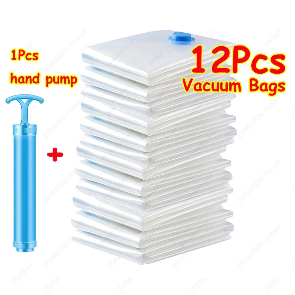 Reusable Vacuum Storage Bags — 1–24 Pack Space-Saving Compression Bags for Clothes, Blankets & Travel (11.8–51.2 in / 30–130 cm)
