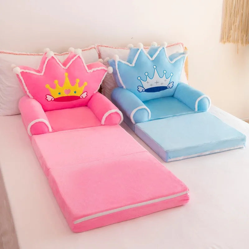 Foldable 3-Layer Plush Kids Sofa Chair Cartoon Baby Seat with Removable Cover