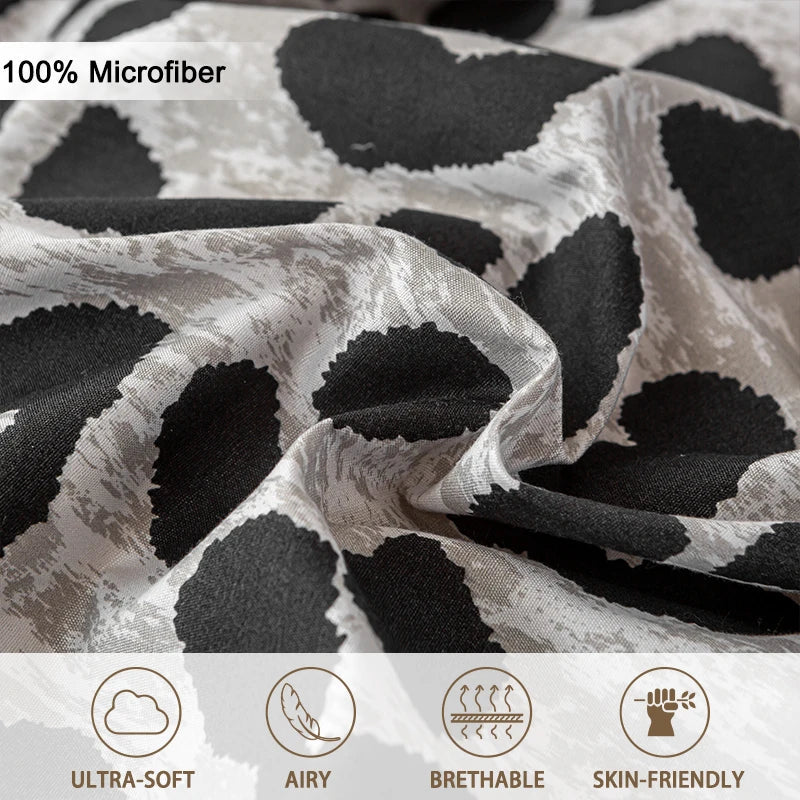 Leopard Print 3-Piece Duvet Cover Set – Soft Skin-Friendly Bedding, Includes 1 Duvet Cover & 2 Pillowcases, Multiple Sizes (39–79 in / 100–200 cm)