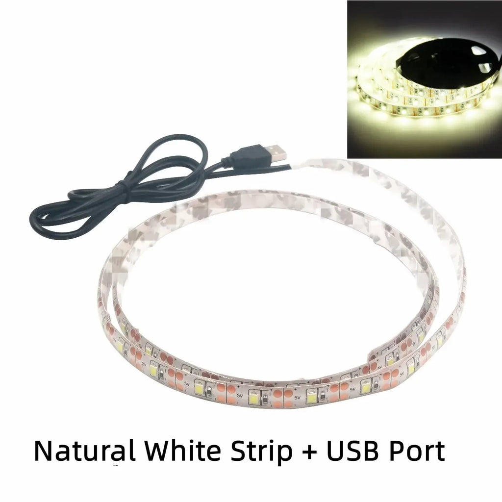 5V USB LED Strip Light Warm & Cool White 1m–5m (3.3–16.4 ft) Waterproof TV Backlight Flexible LED Tape