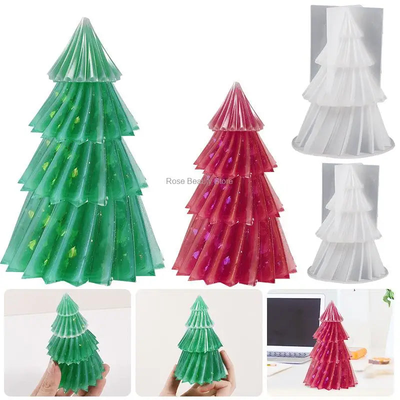 3D Christmas Tree Silicone Mold for Candle Making, Soap, Resin & Baking DIY Holiday Craft Kit