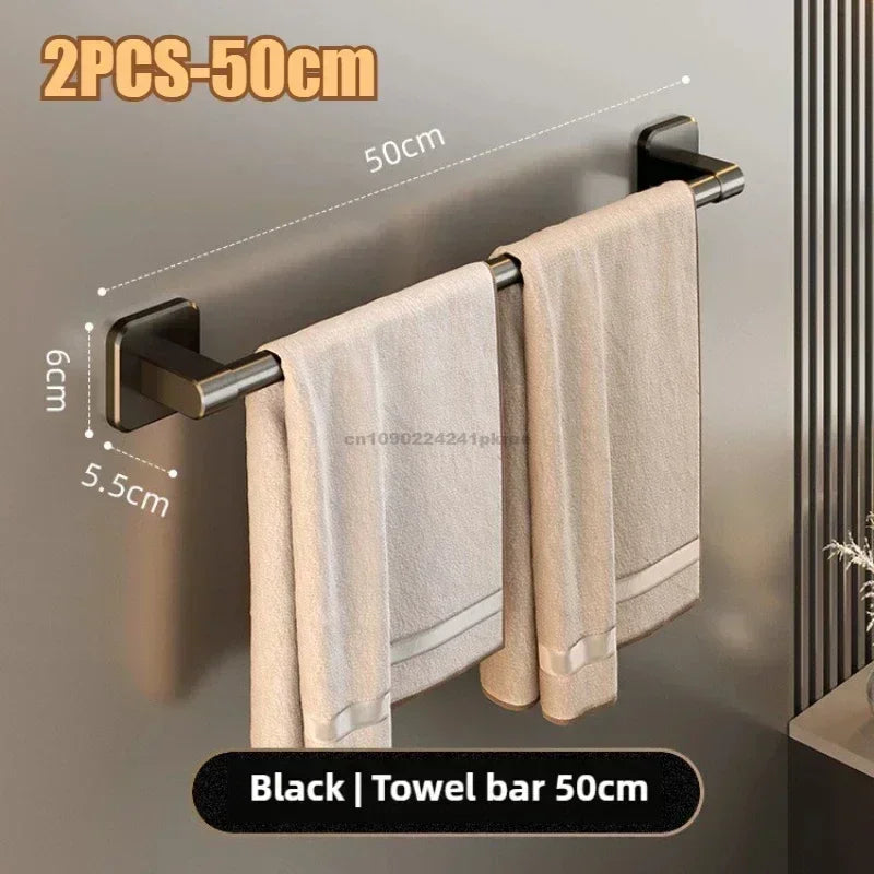6-Pack Self-Adhesive No-Drill Towel Rack Hooks – Aluminum Wall Towel Holder, Polished Finish