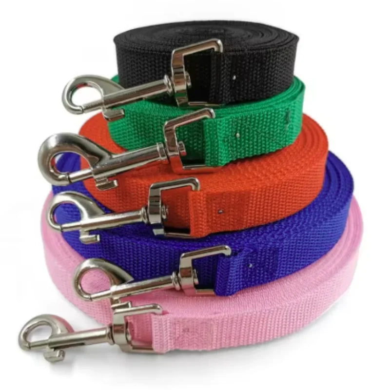 Nylon Long Dog Training Leash – Durable Quick-Release Long Line, 2 cm Wide, Multiple Lengths 4–66 ft (1.2–20 m) for Small to Large Dogs
