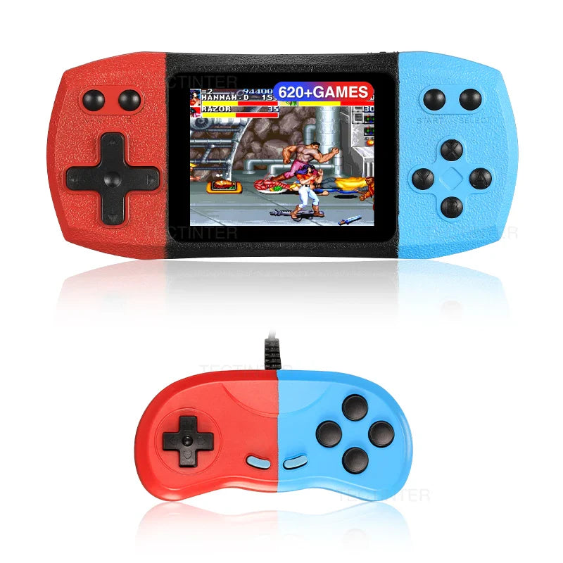 2.4-Inch Retro Handheld Game Console — 620 Classic Games, Rechargeable Portable Player with AV Output & 2-Player Support