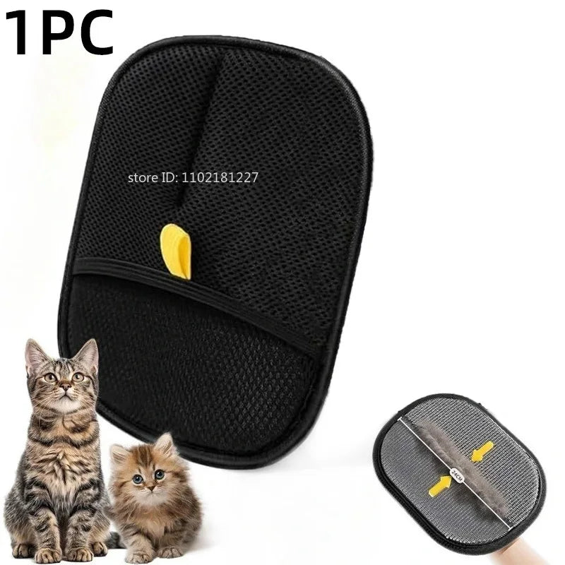 Pet Hair Removal Set – Reusable Double-Sided Grooming Gloves & Detachable Lint Brush for Dog & Cat Fur on Carpets, Sofas & Clothing