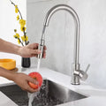 Black Pull-Out Kitchen Faucet 2-Mode Spray & Stream, Deck-Mounted Single-Handle Mixer, 304 Stainless Steel, 1/2-inch Connection