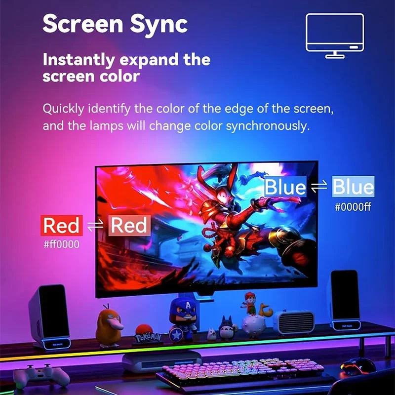 Ambilight RGB LED Monitor Backlight Strip — 24/27/32/34-Inch (61/69/81/86 cm) USB Screen Sync & Music Reactive