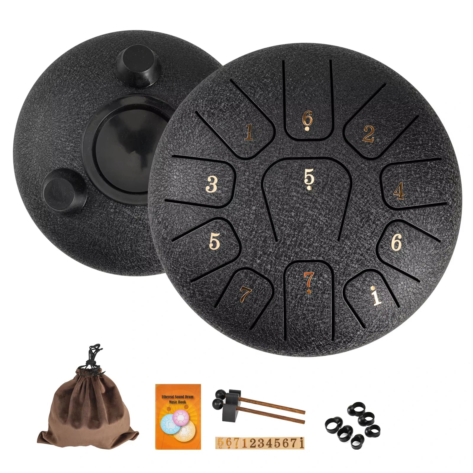 6-Inch (15.2 cm) 11-Note Steel Tongue Drum - Portable Handpan for Meditation, Yoga & Sound Healing