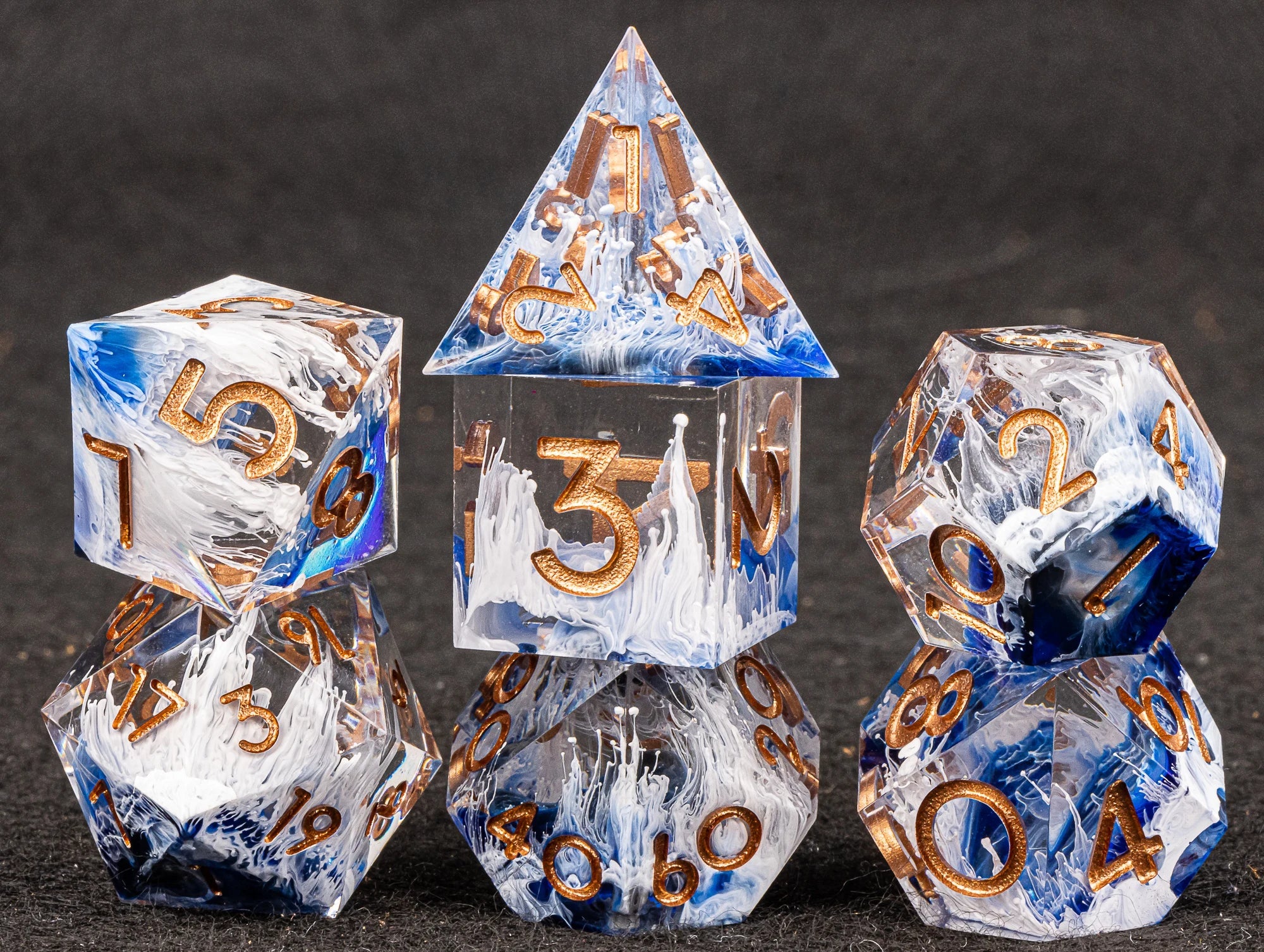 Handmade Resin 7-Piece D20 Polyhedral Dice Set for Dungeons & Dragons & Tabletop RPGs