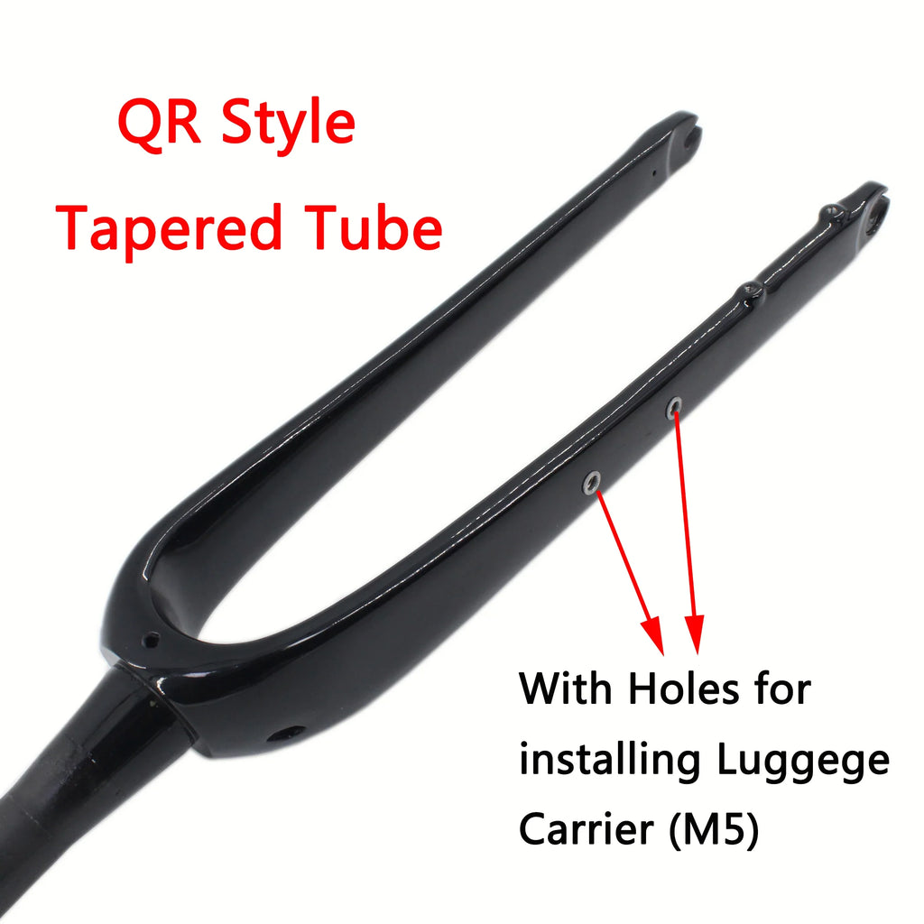 700C Full Carbon Gravel & Cyclocross Road Bike Fork — Flat Mount Disc Brake, Rack/Fender Mount, Tapered or Straight Steerer