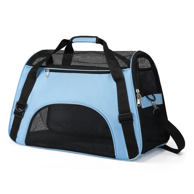 Portable Mesh Pet Carrier – Breathable Foldable Travel Handbag for Cats & Small Dogs