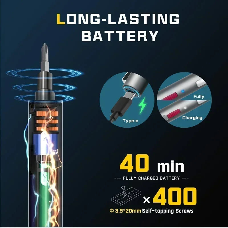 Cordless Electric Precision Screwdriver Set 29/42-in-1 3 Torque Settings for Phone and Watch Repair