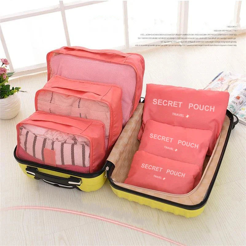 6-Piece Travel Packing Cubes Set – Waterproof Oxford Organizer for Women's Clothes & Underwear (Hand Washable)